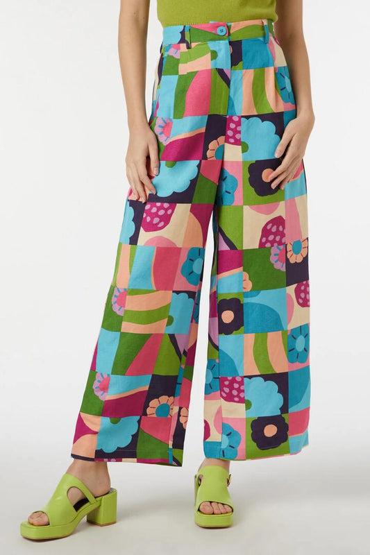 Image of a model wearing Pants. Productname: Kiko Pant in Blue colour by brand - Princess Highway