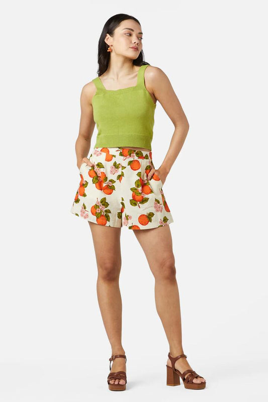 Image of a model wearing Shorts. Productname: Orange Toile Short in Cream colour by brand - Princess Highway