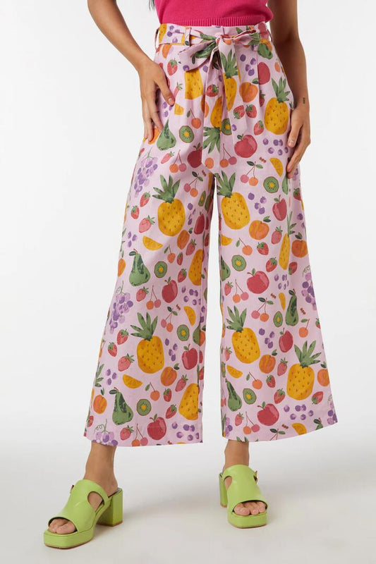 Image of a model wearing Pants. Productname: Summer Fruits Pant in Pink colour by brand - Princess Highway
