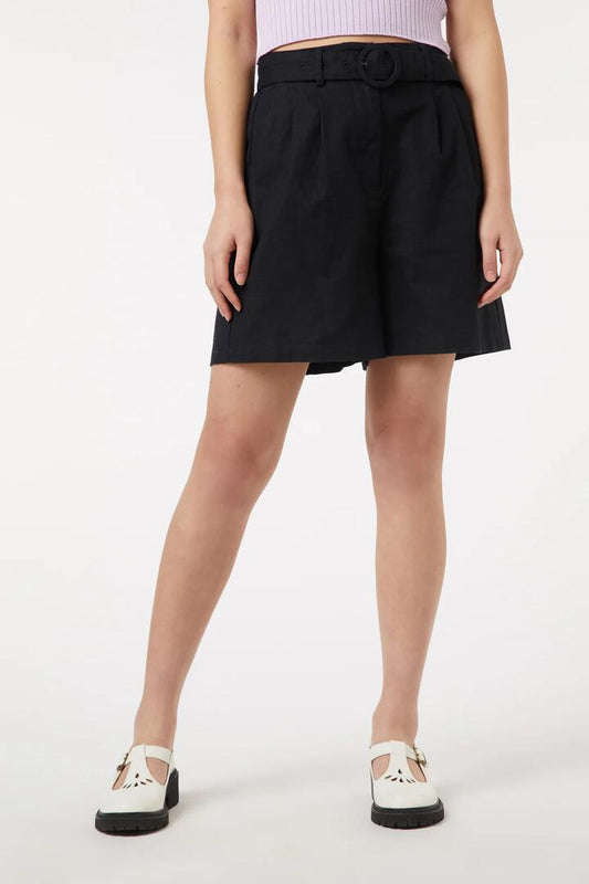 Image of a model wearing Shorts. Productname: Sabrina Short in Black colour by brand - Princess Highway