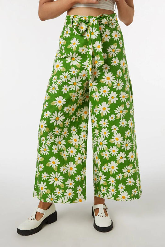 Image of a model wearing Pants. Productname: Wild Daisy Culotte in Green colour by brand - Princess Highway
