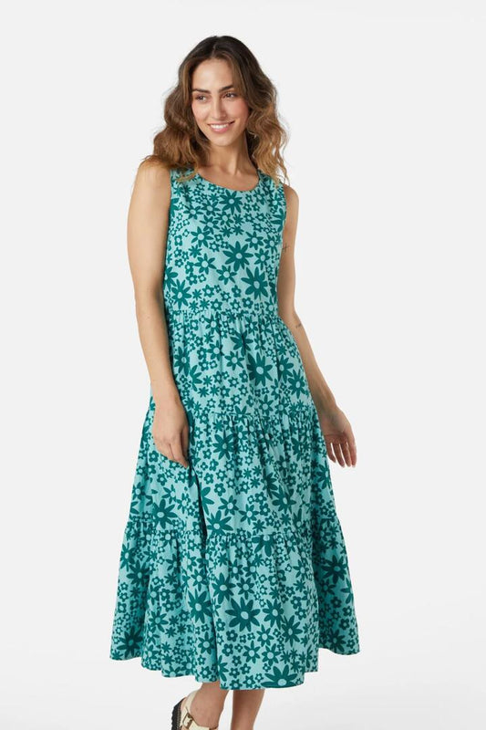 Image of a model wearing Dress. Productname: Babette Midi Dress in Green colour by brand - Princess Highway