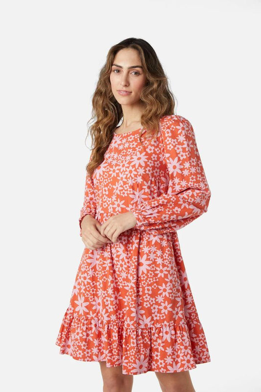 Image of a model wearing Dress. Productname: Babette Mini Dress in Pink colour by brand - Princess Highway