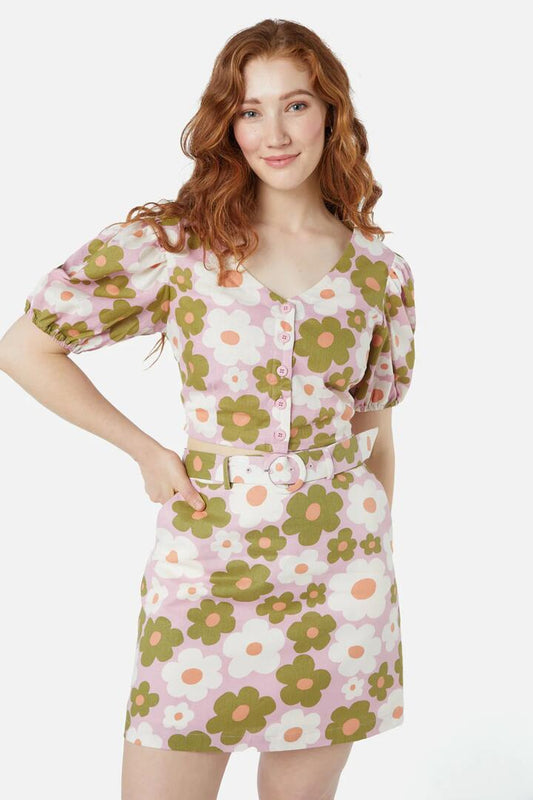 Image of a model wearing Tops. Productname: Daisy Blouse in Pink colour by brand - Princess Highway