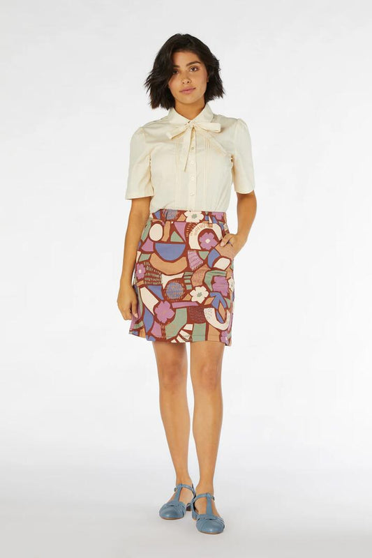 Image of a model wearing Skirts. Productname: Sweet Geo Skirt in Nutmeg colour by brand - Princess Highway