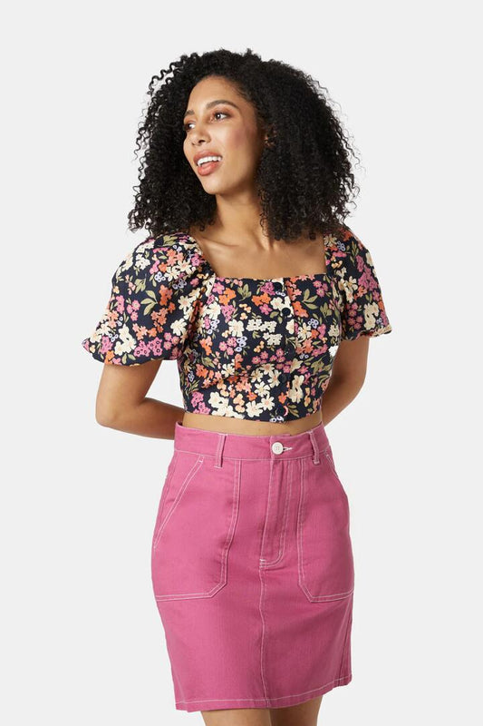 Image of a model wearing Tops. Productname: Natalie Top in Navy colour by brand - Princess Highway
