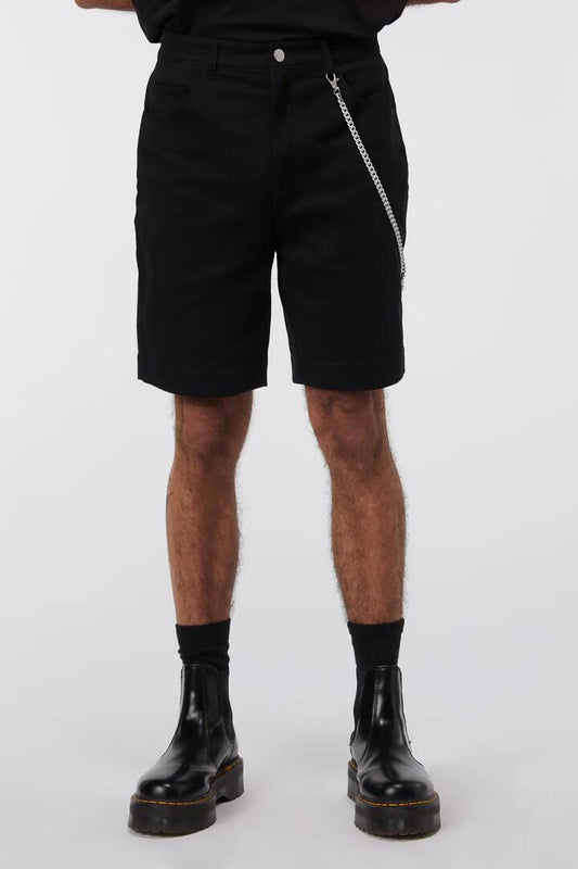 Image of a model wearing Shorts. Productname: Chain Trim Shorts in Black colour by brand - Dangerfield