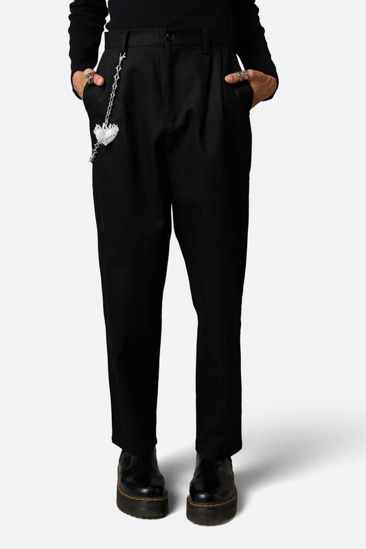 Image of a model wearing Denim. Productname: Tapered Denim Pants in Black colour by brand - Dangerfield