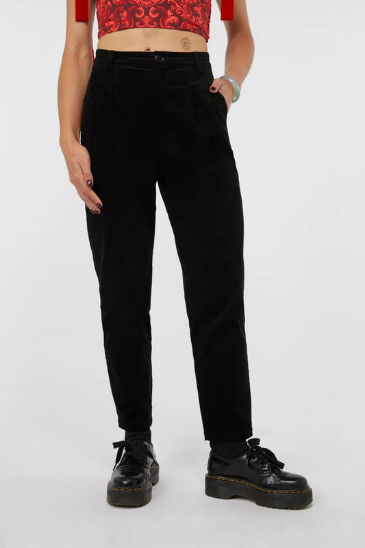 Image of a model wearing Pants. Productname: Very Late Pant in Black colour by brand - Dangerfield