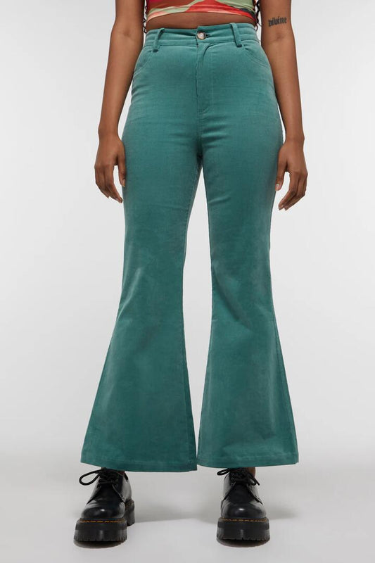 Image of a model wearing Pants. Productname: Bianca Pant in Teal colour by brand - Dangerfield