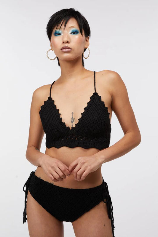 Image of Swimwear. Productname: Bianca Crochet Bikini Top in Black colour by brand - Dangerfield