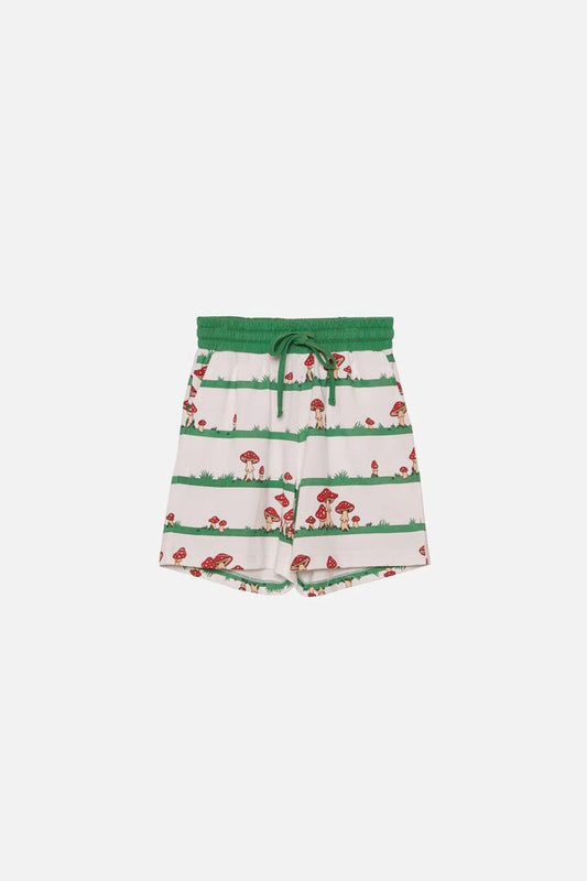 Image of a model wearing Shorts. Productname: Mushroom Stripe Kids Shorts in Stripe colour by brand - Dangerkids