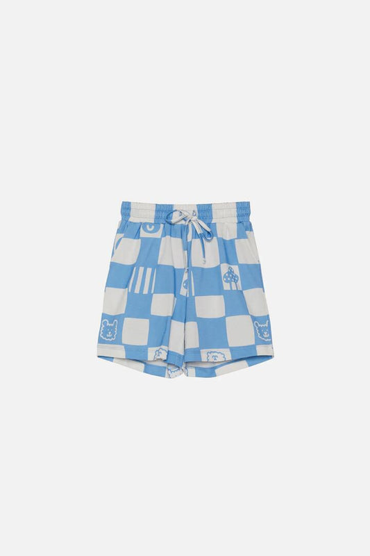 Image of a model wearing Shorts. Productname: Checkers Kids Shorts in Print colour by brand - Dangerkids