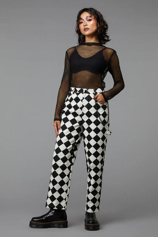 Image of a model wearing Pants. Productname: Trapeeze Pant in Black/Cream colour by brand - Black Friday