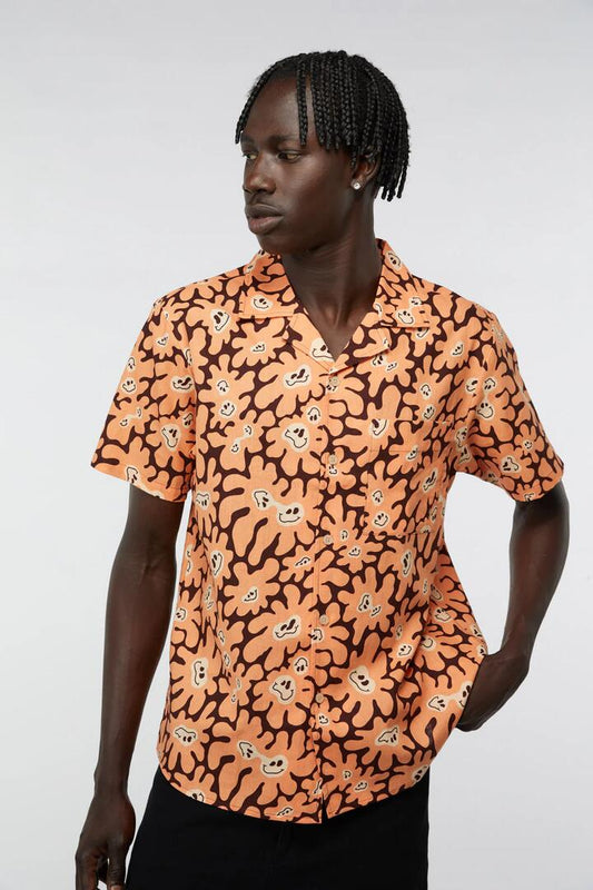 Image of a model wearing Shorts. Productname: Flower Frenzy Short Sleeve Shirt in Multi colour by brand - Dangerfield