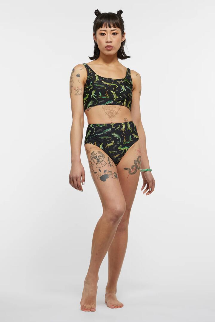 Image of Swimwear. Productname: Lizard Fam Bikini Bottom in Black colour by brand - Dangerfield