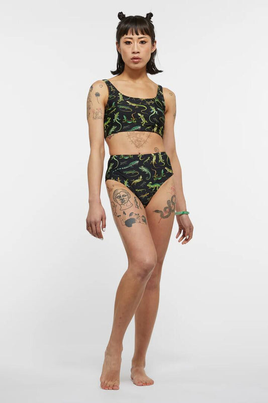 Image of Swimwear. Productname: Lizard Fam Bikini Bottom in Black colour by brand - Dangerfield