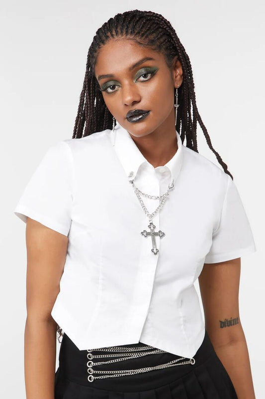 Image of a model wearing Tops. Productname: Rosary Blouse in Black colour by brand - Dangerfield
