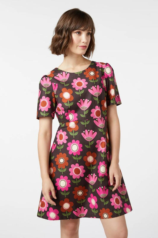 Image of a model wearing Dress. Productname: Fiona Dress in Navy colour by brand - Princess Highway