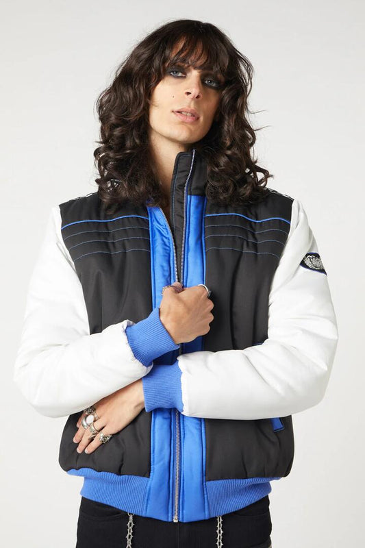 Image of a model wearing Outerwear. Productname: Pit Stop Jacket in Black colour by brand - Dangerfield
