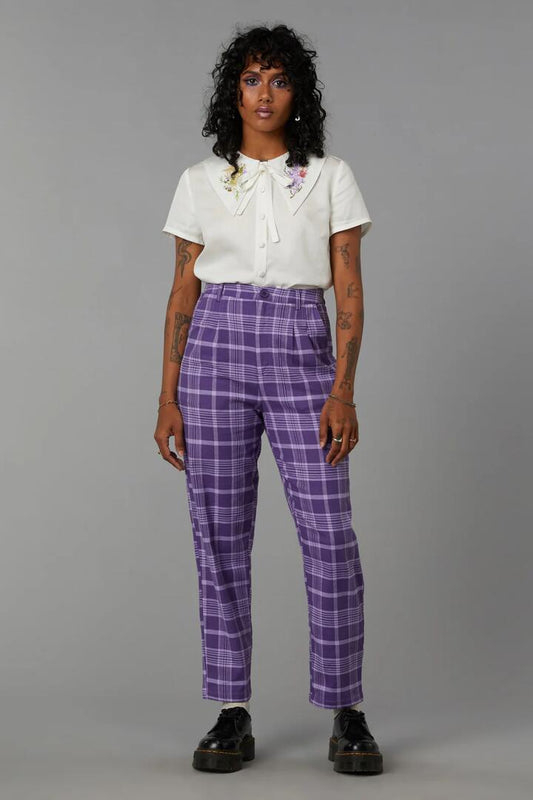 Image of a model wearing Pants. Productname: Wisteria Pant in Purple colour by brand - Black Friday