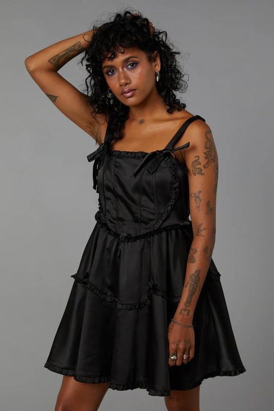 Image of a model wearing Dress. Productname: Rococo Romance Dress in Black colour by brand - Black Friday