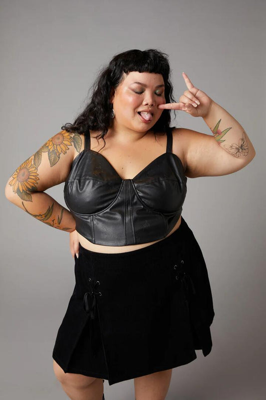 Image of Lingerie. Productname: Curve Flamin Embossed Pu Corset in Black colour by brand - Black Friday