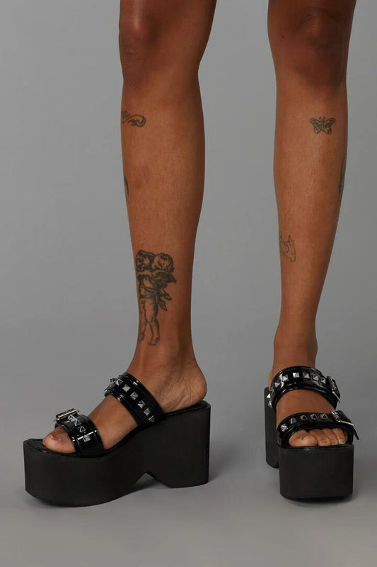 Image of Sandals. Productname: Square Stud Sandal in Black colour by brand - Black Friday