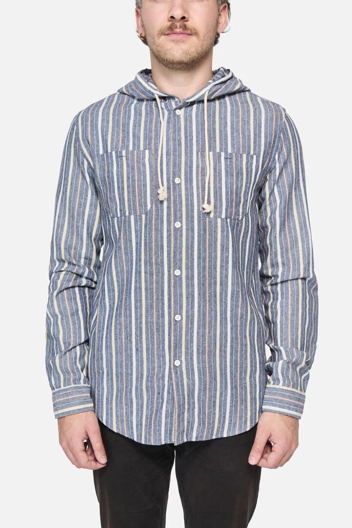 Image of a model wearing Tops. Productname: New Deli Shirt in Navy colour by brand - Dangerfield