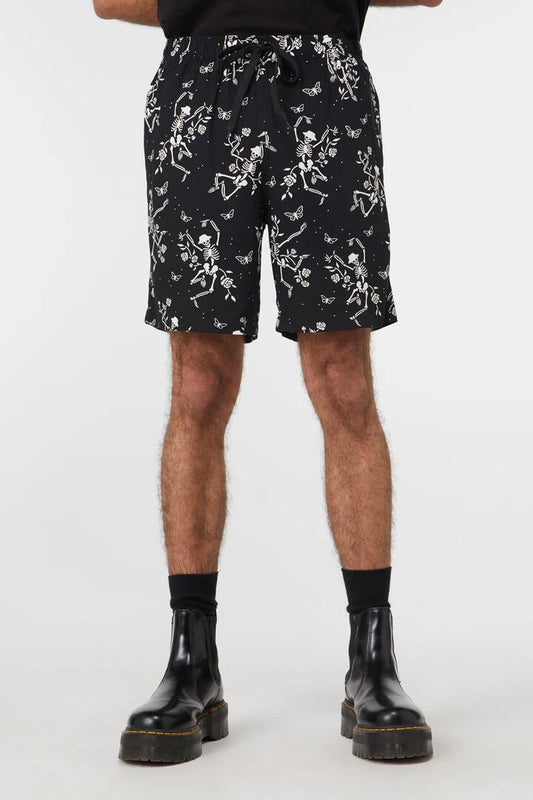 Image of a model wearing Shorts. Productname: Garden Skelly Trunk in Black colour by brand - Dangerfield