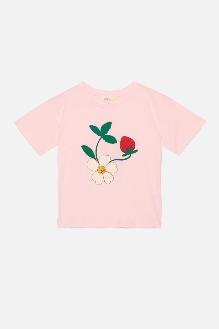 Image of a model wearing Shorts. Productname: Berry Nice Short Sleeve Tee in Pink colour by brand - Princess Highway Kids