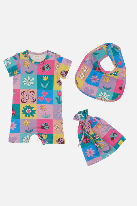 Image of a model wearing Pants. Product name - Patchwork Baby Gift Pk in Multi colour by brand - Princess Highway Kids