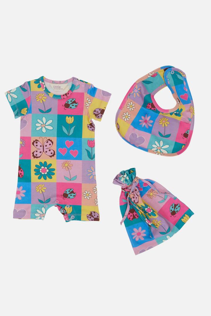 Image of a model wearing Pants. Product name - Patchwork Baby Gift Pk in Multi colour by brand - Princess Highway Kids