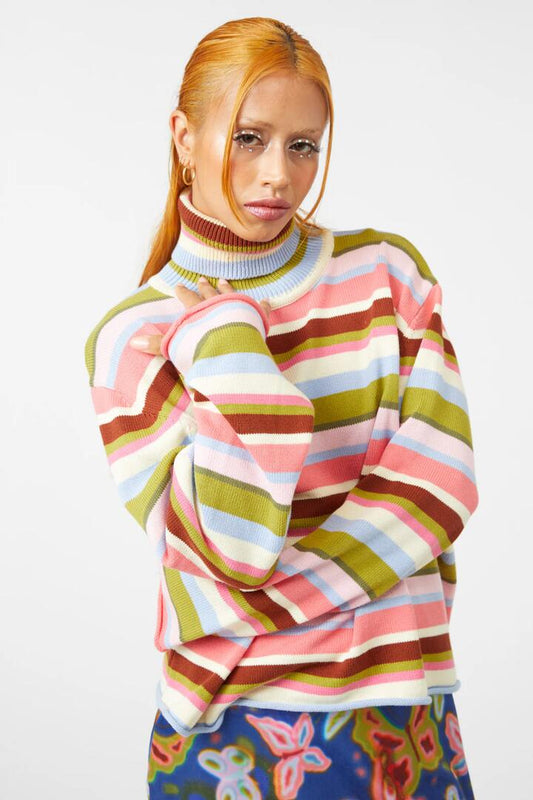 Image of a model wearing Outerwear. Productname: Haven Jumper in Multi colour by brand - Dangerfield