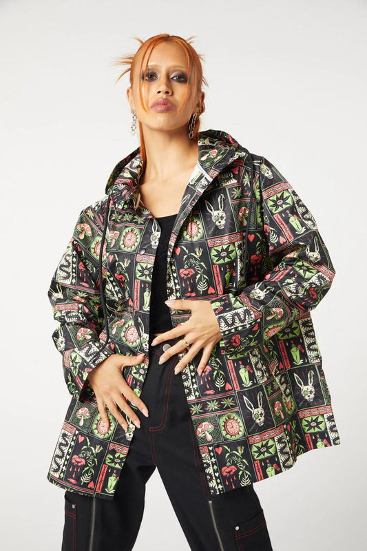 Image of a model wearing Rain Coats. Productname: No Way Out Raincoat in Black colour by brand - Dangerfield