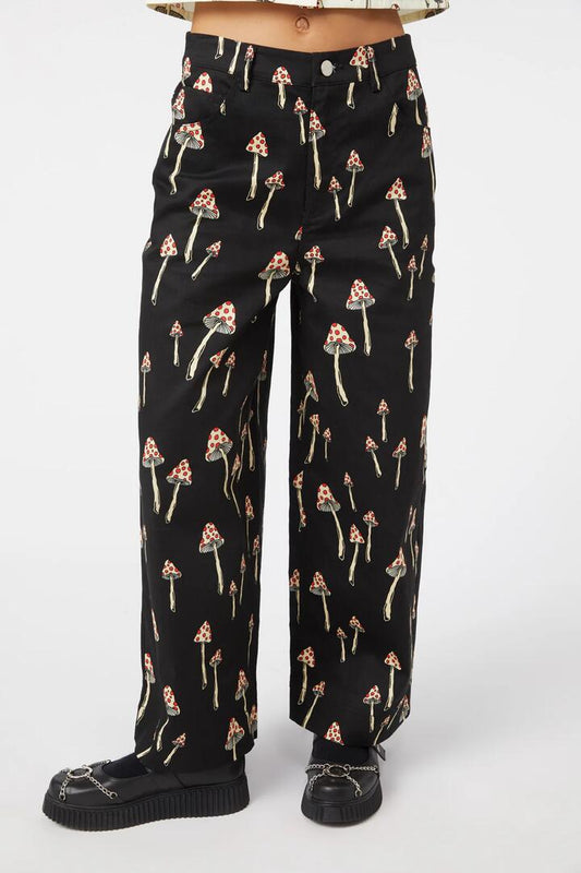 Image of Hats. Productname: Shroom Cap Wide Leg Pants in Black colour by brand - Dangerfield