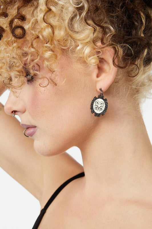 Image of Earrings. Productname: Cameo Earrings in Black colour by brand - Dangerfield