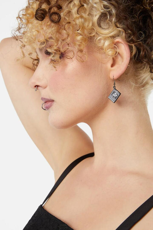 Image of Earrings. Productname: Til Death Book Earrings in Black colour by brand - Dangerfield
