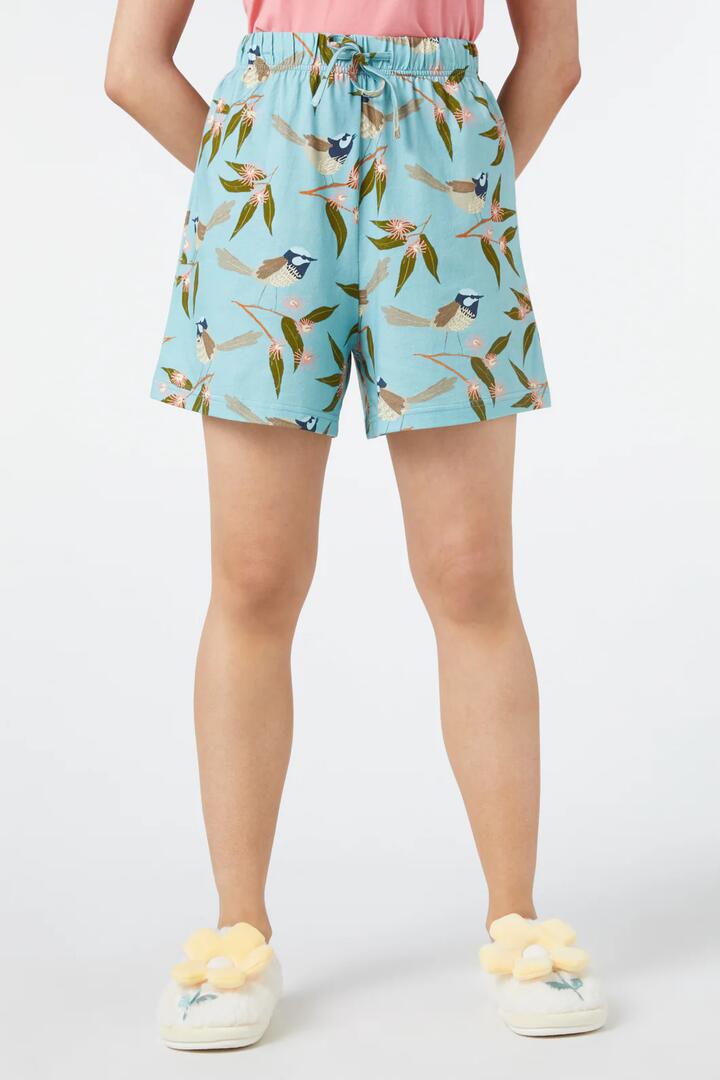 Image of a model wearing Shorts. Productname: Fairy Wren Short in Teal colour by brand - Princess Highway