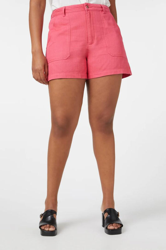 Image of a model wearing Shorts. Productname: Renee Shorts in Coral colour by brand - Princess Highway