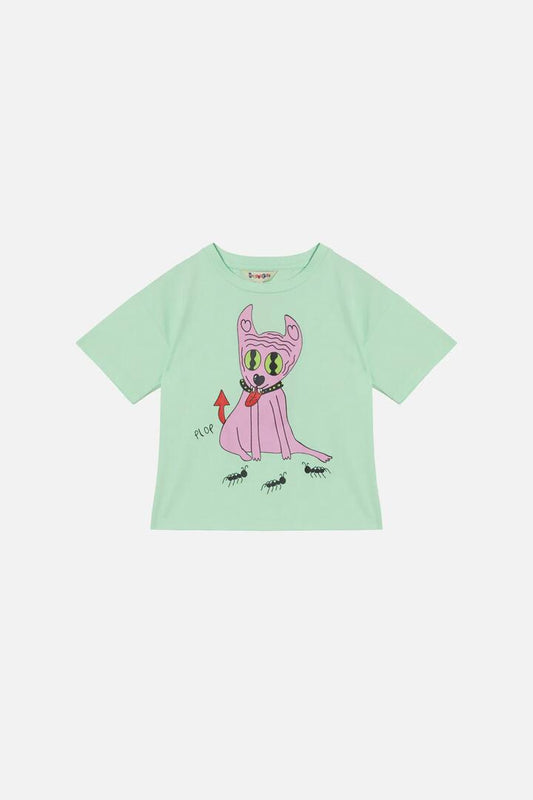 Image of a model wearing Shorts. Productname: Mouse Balloon Kids Short Sleeve Tee in Mint colour by brand - Dangerkids