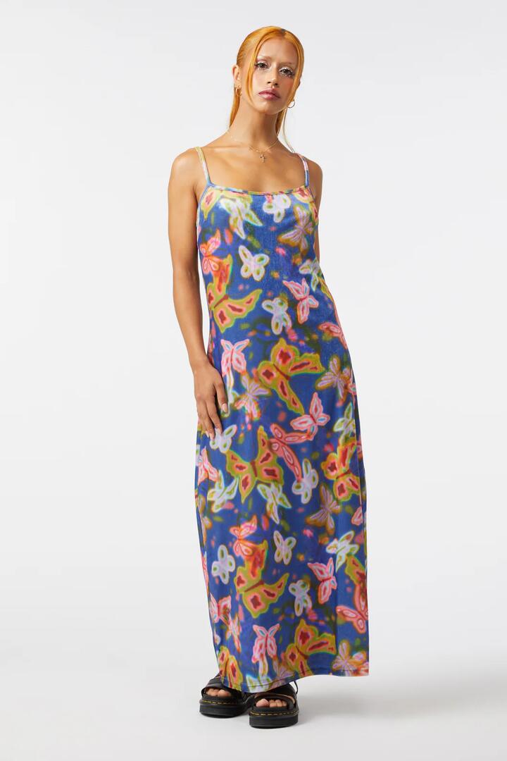 Image of a model wearing Dress. Productname: Mariposa Dress in Multi colour by brand - Dangerfield