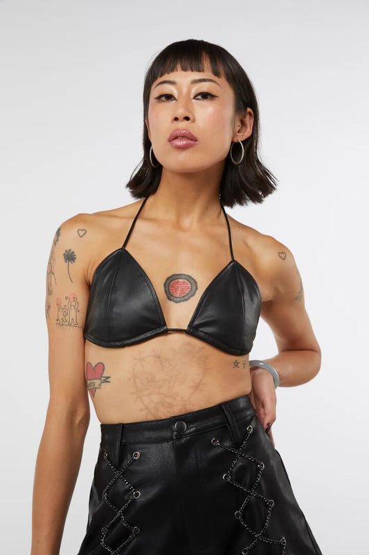 Image of Swimwear. Productname: Embers PU Bikini Style Top in Black colour by brand - Dangerfield