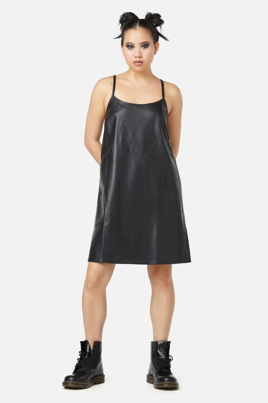 Image of a model wearing Dress. Productname: Ablaze Mini Dress in Black colour by brand - Dangerfield