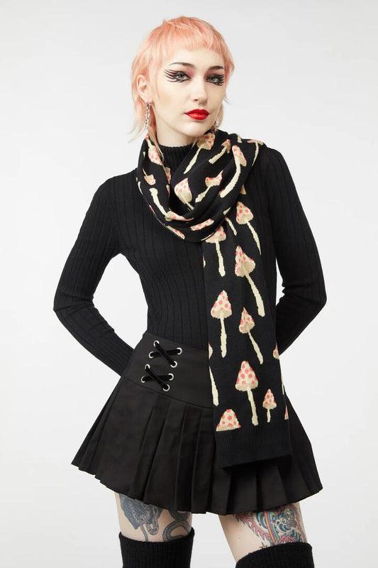 Image of Accessories. Productname: Shroom Knit Scarf in Black colour by brand - Dangerfield