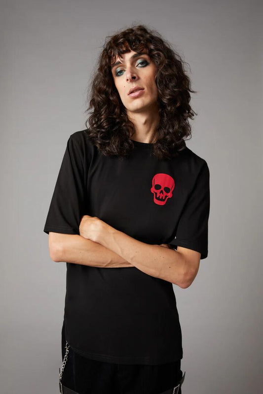 Image of a model wearing Tops. Productname: Escape Tee in Black colour by brand - Black Friday