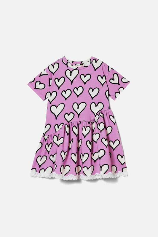 Image of a model wearing Dress. Productname: Lovey Dove Kids Jersey Dress in Pink colour by brand - Dangerkids