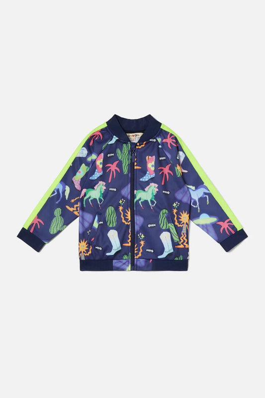 Image of a model wearing Outerwear. Productname: Starman Kids Zip Jacket in Navy colour by brand - Dangerkids