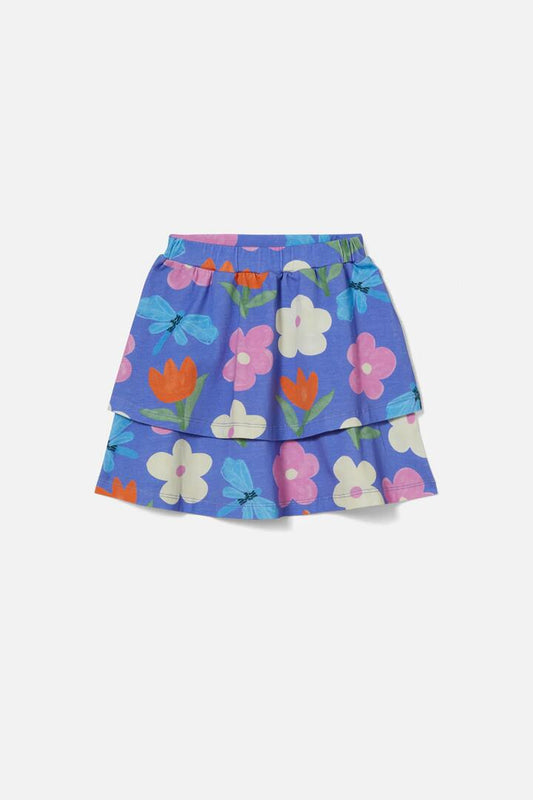 Image of a model wearing Skirts. Productname: Flower Power Kids Skirt in Blue colour by brand - Princess Highway Kids