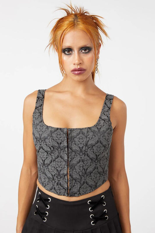 Image of Lingerie. Productname: Brocade Dita Lace Up Corset in Black/Red colour by brand - Dangerfield